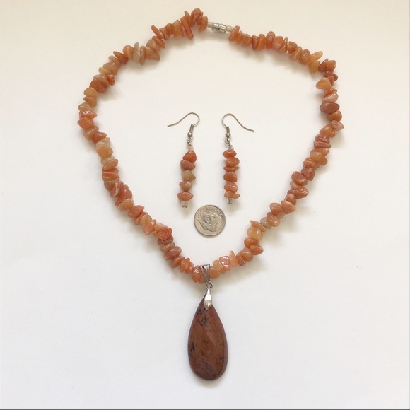 Carnelian and Mahogany Obsidian Bead Necklace - Picture 6 of 8